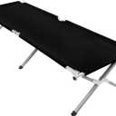 YSSOA Folding Camping Cot with Storage Bag for Adults, Portable and Lightweight Sleeping Bed for Outdoor Traveling, Hiking, Easy to Set up (Color: Black)