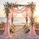 HunnmingRe Lace Wedding Arch Draping Fabric 30" x18 FT, 2 Panel, Pink
