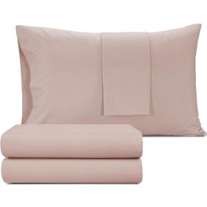 IZOD 100% Egyptian Cotton Sheets Set Queen Size, Cotton Percale Crisp Sheet Set 4Pc, Lightweight & Deep Pocket fits Upto 17", Long-Staple Soft Combed, Hotel Style Luxury Bedding Sheet - Blush Rose