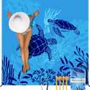 Airensky Beach Blanket, Sandproof Beach Mat 79" X 82" for 4-7 Adults, Large Waterproof Beach Blanket Compact Lightweight Beach Blanket with 4 Stakes for Picnic Camping Travel Hiking(Blue Turtles)