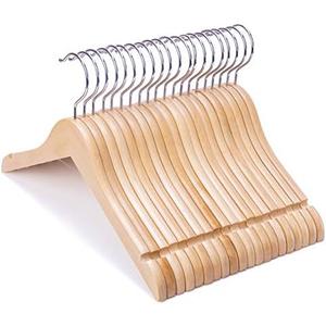 Nature Smile Juniors Preteen Older Children Wooden Coat Hangers 14 Inches Wood Dress Shirt Jacket Hangers with Anti-Rust Hook (20 Pack Natural)