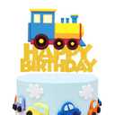 Train Happy Birthday Cake Topper,Traffic Transportations Themed Birthday Party Supplies,Perfect Train Party Favors For Your Train Birthday Party