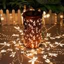 DIBIEECN Mothers Day Gifts for Mom, Birthday Gifts Grandma Ladies Solar Lanterns Outdoor Hanging Hollowed-Out Metal Waterproof LED Garden Decor Outside for Patio Yard Porch, Dragonfly, 1 Pack