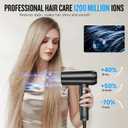 2026 Hair Dryer, 200,000 RPM Professional High Speed Blow Dryer with Diffuser for Women, 1200M Negative Ionic Hair Dryer with Brushless Motor, Low Noise Hair Blow Dryer for Home Travel Salon, Black