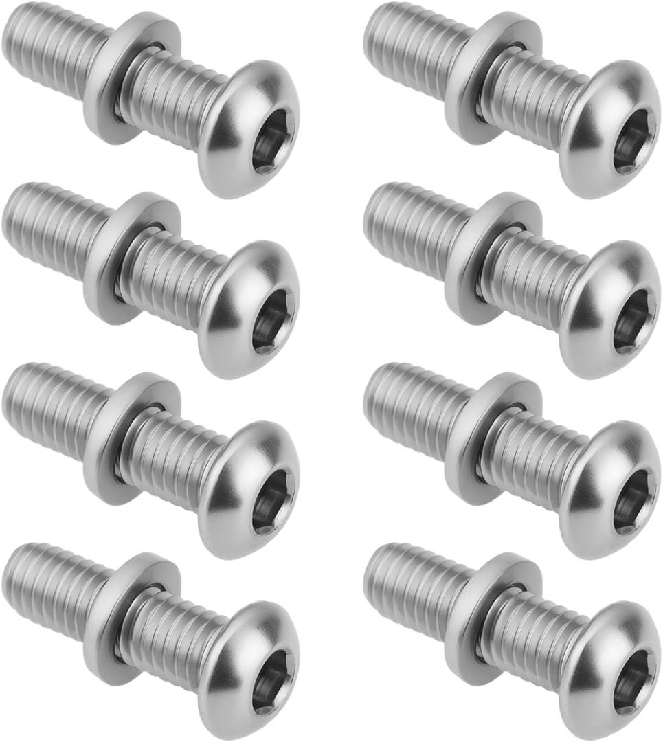 The Lord of the Tools Set of 8 Bicycle Brake Post Bolts M6x20mm Bolts with M6x10x2mm Washer, 304 Stainless Steel Bicycle V Brake Boss Mounting Bolts Replacement Part Cantilever Bolts
