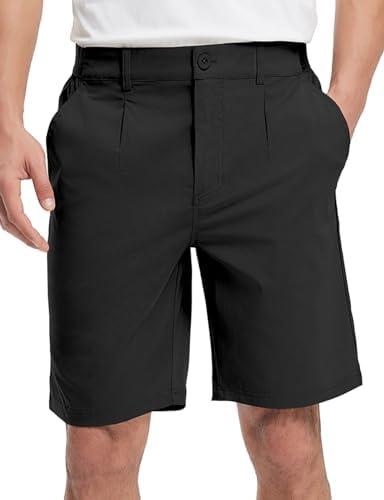 TBMPOY Mens Work Dress Shorts Golf Stretch Waistband Summer Pleated Casual Business Dressy Short for Men with Pockets, Size 34