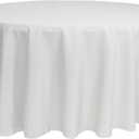 YOUR CHAIR COVERS - 132 Inch Round Premium Polyester Tablecloth - White, Linen Table Cloth for Standard Round Tables