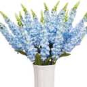 15 Pcs Delphinium Artificial Flowers for Decoration, 27.5 Inch Long Stem Larkspur Fake Flowers Light Blue Faux Silk Bouquets for Tall Vase Wedding Home Decor Floral Arrangements(Light Blue)