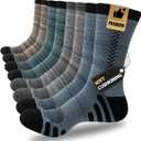 JOYNÉE 8 Pairs Mens Crew Athletic Work Long Socks Calf Cushioned Socks for Sports Running Workout Gym, Multicolor 1, Sock Size:10-13