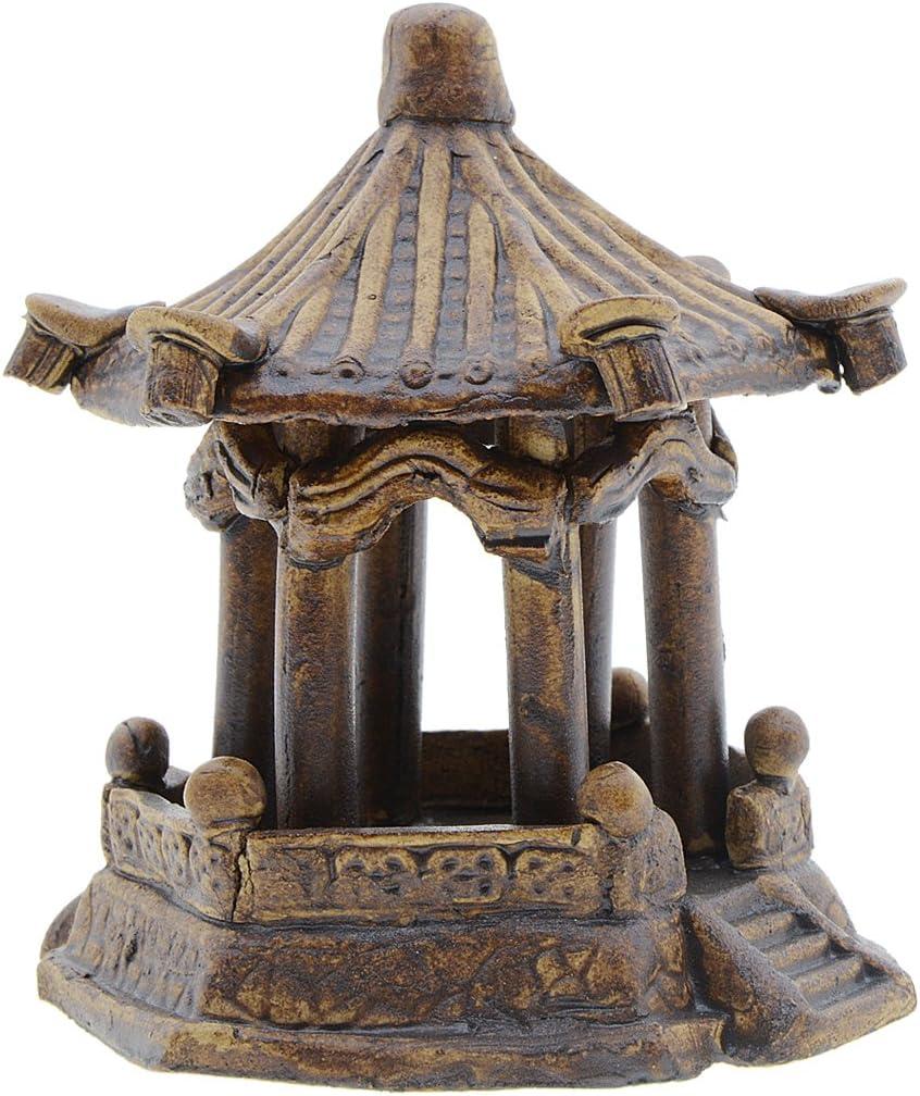 Saim Pavilion Aquarium Decorative Resin Hexagonal Landscape Dcor Fish Tank Decorations Ornaments for Small Fish Shrimp to Swim Hide Play