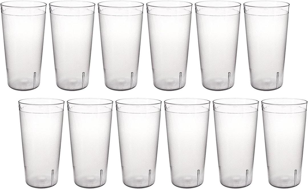 New Star Foodservice Restaurant-Grade Polycarbonate Beverage Tumblers, 20 oz, Clear, Set of 12