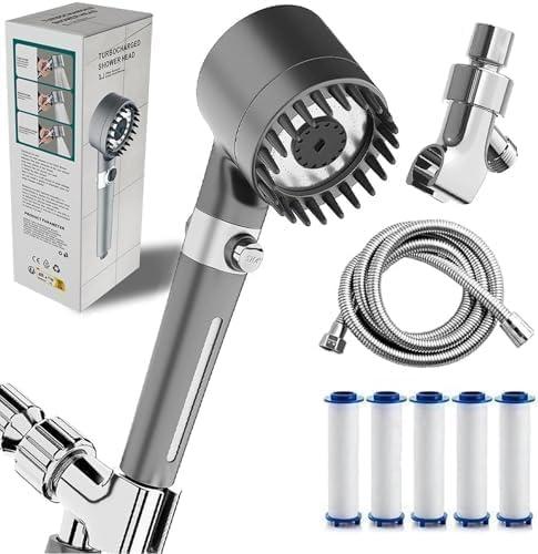 2026 NEW Filtered Showerhead, with filter shower head, 3 spray modes hand-held shower, adjustable shower head, on/off, with 59 inch/1.5M hose, giving you a comfortable bathing experience1cover 1(Grey)