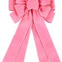 Large Pink Velvet Christmas Wreath Bow, Xmas Premade Vintage Velvet Bow for Wreaths for Indoor Outdoor Tree Topper Door Garland Holiday Party Winter Decor
