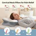Cervical Neck Pillow - Contour Memory Foam Pillows for Pain Relief, Ergonomic Pillow for Sleeping, Side Sleeper Pillow for Neck Support, Orthopedic Bed Pillow for Back Stomach Sleepers(White & Blue)