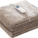 Wapaneus Heated Blanket Electric Blanket 72" x 84" Full Size with 10 Heating Levels and 12 Hours time Settings, Flannel Fast-Heating Electric Blanket, ETL Listed, Machine Washable, Mushroom