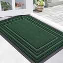 Buganda Front Door Mat Indoor Outdoor Entrance, Non-Slip Natural Rubber Doormats, Easy Clean, Low Profile, Dirt Trapper Entryway Floor Mats for Outside, Garages and Patios, 29.5x17, Green