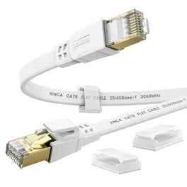 Cat 8 Ethernet Cable, 10ft Heavy Duty High Speed Internet Network Cable, Professional LAN Cable, 26AWG, 2000Mhz 40Gbps with Gold Plated RJ45 Connector, Shielded in Wall, Indoor&Outdoo White