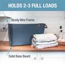 CleverMade Collapsible Laundry Basket LUXE 2 Pack 60 L (16 Gal) Foldable Cotton Blend Clothes Hamper with Vegan Leather Accents, Reinforced Handles, Space Saving Laundry Bin Holds 55 lbs - Navy