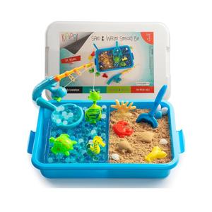 KipiPol Sensory Toys for Toddlers 3-4, 5-7 Sensory Bin W 3000 Water Beads, 1.5 LB Play Sand, 10 Sand Toys, 6 Sea Animal Toys, Dino Eggs - Fine Motor Skills Toys and Sensory Activities for Kids Ages 3