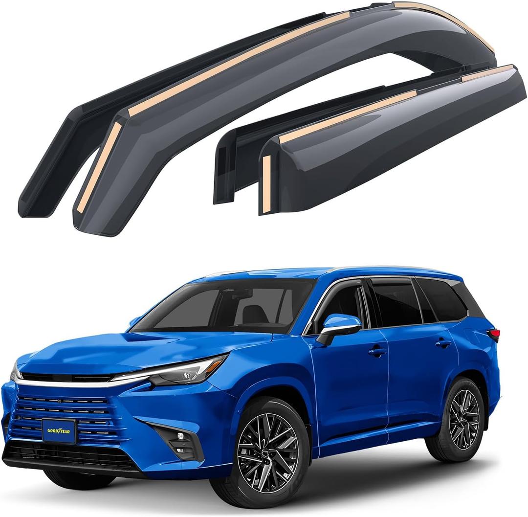 Goodyear Shatterproof in-Channel Window Deflectors for Lexus TX 2024-2025, Rain Guards, Window Visors for Cars, Vent Deflector, Car Accessories, 4 pcs - GY008073 (For Grand Highlander 24-25)