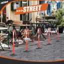 HiGiant 2 Pack 34 Inches Traffic Delineator Posts with Weighted Rubber Base, Portable Orange Safety Posts Cones with Reflective Collars and 5 Ft Plastic Chains for Parking Lot, Construction Work