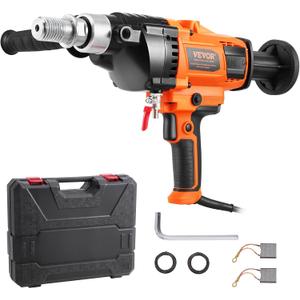 VEVOR Diamond Core Drilling Machine, 0.8-6.3in Drilling Diameter Handheld Core Drill Rig with Carrying Case, 2000W Rugged Concrete Core Drill, For Concrete Brick Block Stone, 0-1800RPM Stepless Speed