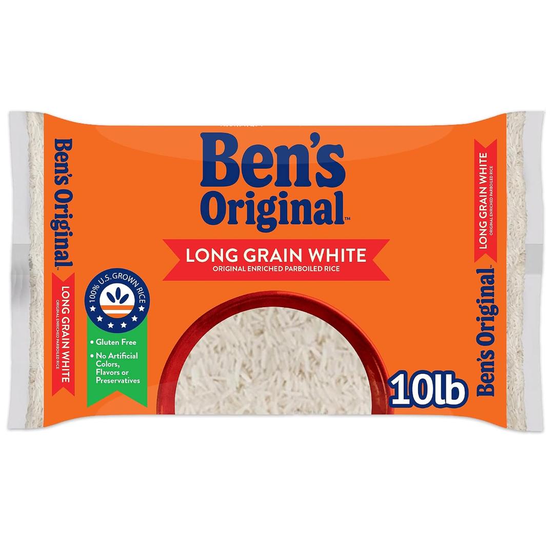 BEN'S ORIGINAL Enriched Long Grain White Rice, Parboiled Rice, 10 lb Bag (EXP 03/07/28)