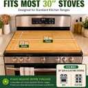 Bamboo Stove Top Cover Set with Handles, 30 x 22 in Noodle Board for Gas & Electric Stove, Reversible Cutting Board for Extra Counter Space, Silicone Pastry Mat and 2 Serving Trays