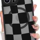 KANGHAR for iPhone 14 Pro Max Case Checkered Matte Aesthetic Cute Pattern Magnetic [Compatible with Magsafe] Slim Shockproof Full Body Protection for Girls Women
