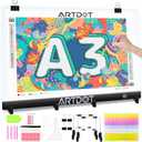 ARTDOT A3 LED Light Pad for Diamond Art Kits for Adults, USB Powered Light Board Kit, Adjustable Brightness with Diamond Painting Tools Detachable Stand and Clips