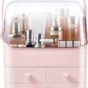 Large Makeup Organizer w Drawers Beauty Organizer Makeup Box Holder Vanity Organization Desk Countertop MakeUp Organizers Bathroom Counter Organizer Skincare Cosmetic Case Stand Dustproof Lid Gift (EXP 07/16/26)
