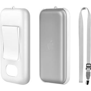 AMAZEAR Battery Holder Compatible with Apple Vision Pro, Portable Accessories Battery Case for Vision Pro with Belt Clip and Cross-Body Strap, Apple VR Headset Power Pack Protective Cover, White