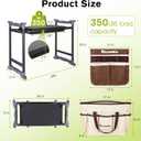 Garden Kneeler and Seat with Umbrella, 2-in-1 Foldable Gardening Stool with Adjustable Bracket, Detachable Tool Bags, Heavy Duty Kneeling Pad for Gardening (Brown)
