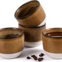 Ceramic Espresso Cups Set of 4, Double Walled Espresso Coffee Mugs for Nespresso Cups, Special glazed Demitasse Cups Expresso Coffee Cup for Espresso Machine (Brown)