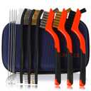 Small Wire Brush - 8 Pieces Brass/Stainless Steel/Nylon Brushes for Cleaning Rust Removal, Dirt, Paint Scrubbing Wire Brush Set Double-Ended Cleaning Pick (Red)