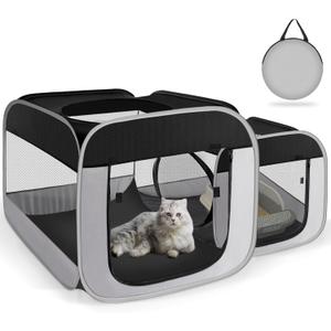 Tailtastic Large Cat Playpen with Separate Areas, Outdoo & Indoor Cat Enclosures, Portable Pet Playpen for Indoor Cats, Puppy and Small Animals, Dog Playpen with Carry bag.