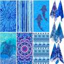 FuWeave 6 Pcs Oversized Beach Towel Set Large Sand Free Microfiber Bath Towel Thin Lightweight Absorbent Quick Dry Pool Towels for Adult Beach Hotel Bath Spa Picnic Yoga (Flower Ocean,32 x 63 Inch)