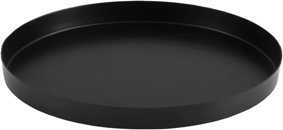 Black Round Metal Candle Holder Tray, Decorative Serving Tray for Modern Farmhouse Home Decorations (11.8")