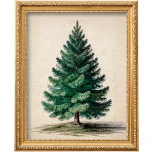 2 x ECGER Christmas Decorations Vintage Wall Art - Fir Tree Retro Print Winter Decor, Holiday Forest Art Pictures Decoration for Home, Living Room, Office (UNFRAMED, 11x14In)
