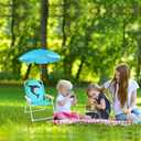 PLULON Kids Beach Chair with Umbrella Folding Lawn and Camping Chair with Summer Shade for Beach, Pool, Travel and Outdoor (for 1-5 Years Old)