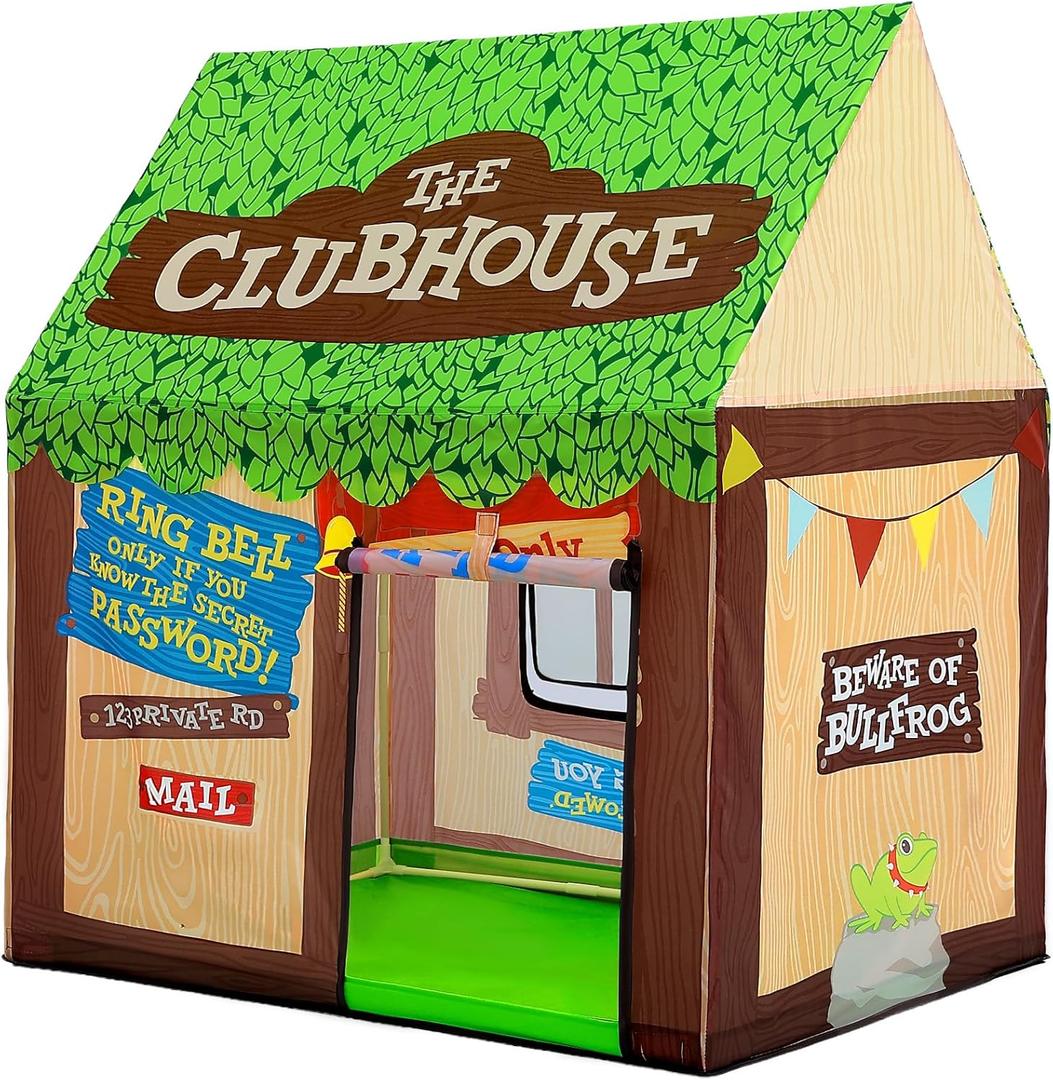 SweHouse Kids Play Tent Indoor: Clubhouse Tent for Toddler with Roll-up Door & Windows Playhouse - Boy Girl Tent Outdoor Birthday Gifts Toys