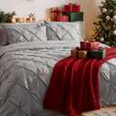 Bedsure Queen Comforter Set Grey - Bed in a Bag Queen Size Bedding 7 Pieces, GentleSoft Pintuck Bed Set Gift for Family, All Season Down Alternative Comforter with Sheets, Pillowcases & Shams
