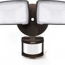 LEPOWER 30W LED Security Lights Motion Sensor Light Outdoor, 3200LM Motion Security Light, 5500K, IP65 Waterproof, 2 Head Motion Detector Flood Light for Garage, Yard, Porch, Brown (NOT Solar Powered)