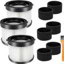 3 Pack 49-90-0160 HEPA Filter Compatible with Milwaukee Compact M18 Vacuum 0882-20, with 6 Foam Sleeve Filters & 1 Brush, Replace Part #49-90-0160, 49-90-1951