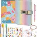 Diary with Lock for Girls, Locked Journals for Teenage, Password Notebook with Pen and Bookmark, Birthday Gifts for Kids Secret Diary Office Notebook Kit