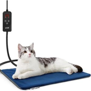Pecute Cat Heating Pad Indoor - 6 Adjustable Temperature With Timer, Dual-Resistant Cable, Waterproof Layer, Heated Bed Mat Blanket for Cats and Dogs (15.7"L x 11.8"W x 0.2"Th)