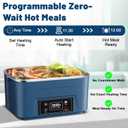 Cordless Electric Lunch Box for Adults, Heated Lunch Box Battery Powered with Automatic Heating, 5.5 Cups Portable Food Warmer with Carry Bag for Work & Travel(Blue)
