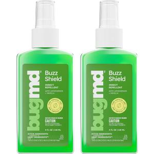 BugMD Buzz Shield - Mosquito and Insect Repellent Spray for Body and Home, Indoor & Outdoor Use, DEET-Free, Tick Repellent, Safe Bug Spray for People (2-Pack), 4 Fl Oz 