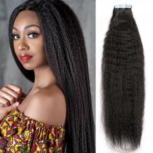 kinky Straight Tape ins Human Hair Extensions Black Girl Tape in Hair Extensions Human Hair Invisible Tape ins Seamless PU Skin Weft Soft Natural Black Hair Extension 12 Inch 40g 20pcs/Pack (12 Inch, Kinky Straight Tape ins 20pcs #1B)