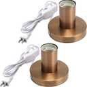 Tuanse 2 Pcs Polished Metal Desktop Lamp Base E26 E27 Screw Light Bulb Holder Sockets Night Light Base Lamp Replacement for Holding Bulb 6 Feet Cord on Off Switch Plug (Copper,Aluminum)